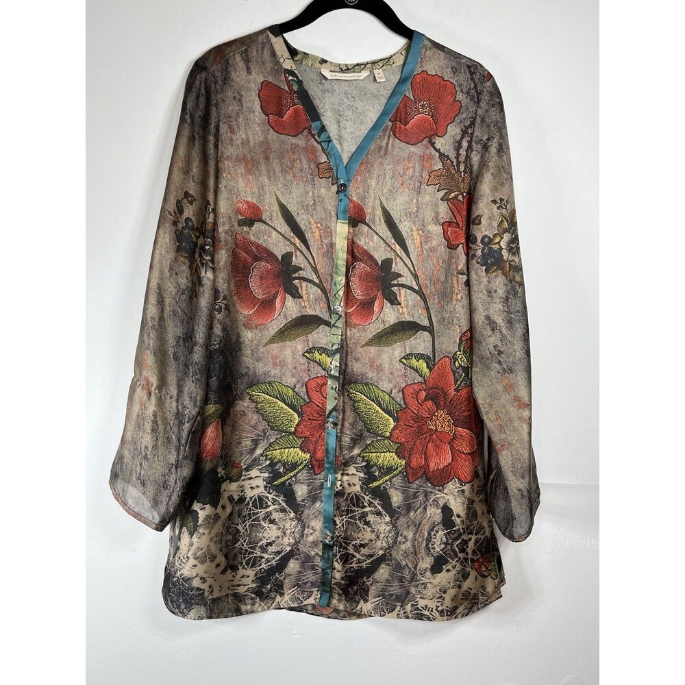 Sundance Poppy Flowers Button Down Top Boho XS Blouse